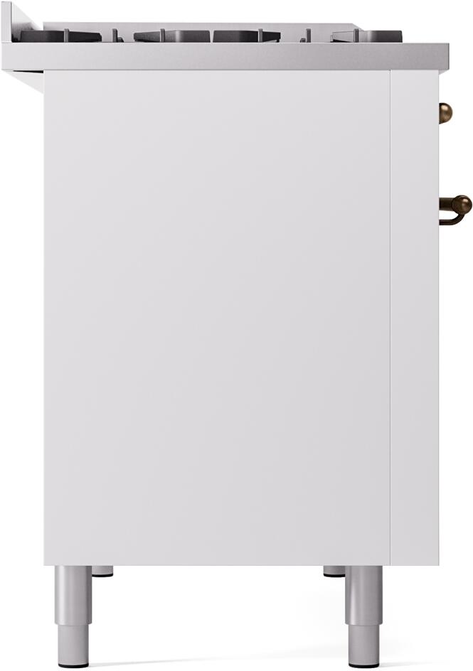 ILVE Nostalgie II 48-Inch Dual Fuel Freestanding Range in White with Bronze Trim (UP48FNMPWHB)