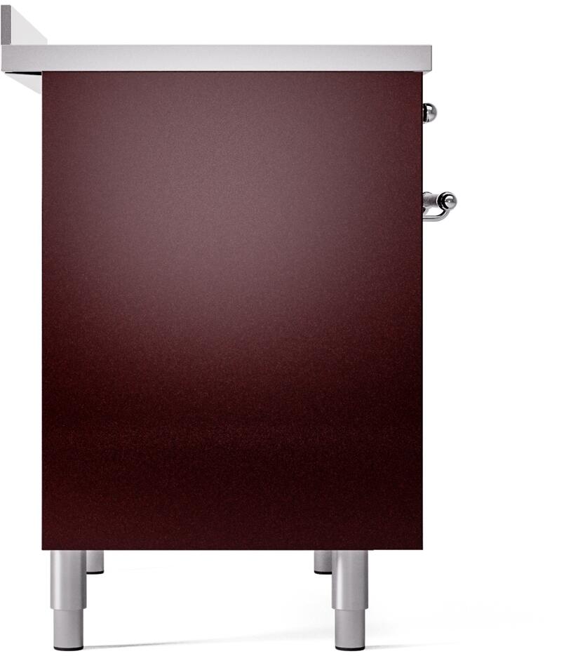 ILVE Nostalgie II 40-Inch Freestanding Electric Induction Range in Burgundy with Chrome Trim (UPDI406NMPBUC)