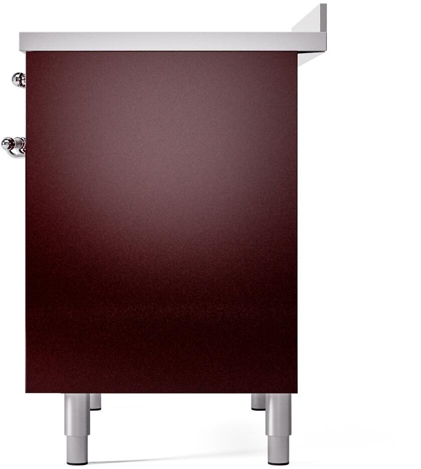 ILVE Nostalgie II 40-Inch Freestanding Electric Induction Range in Burgundy with Chrome Trim (UPDI406NMPBUC)