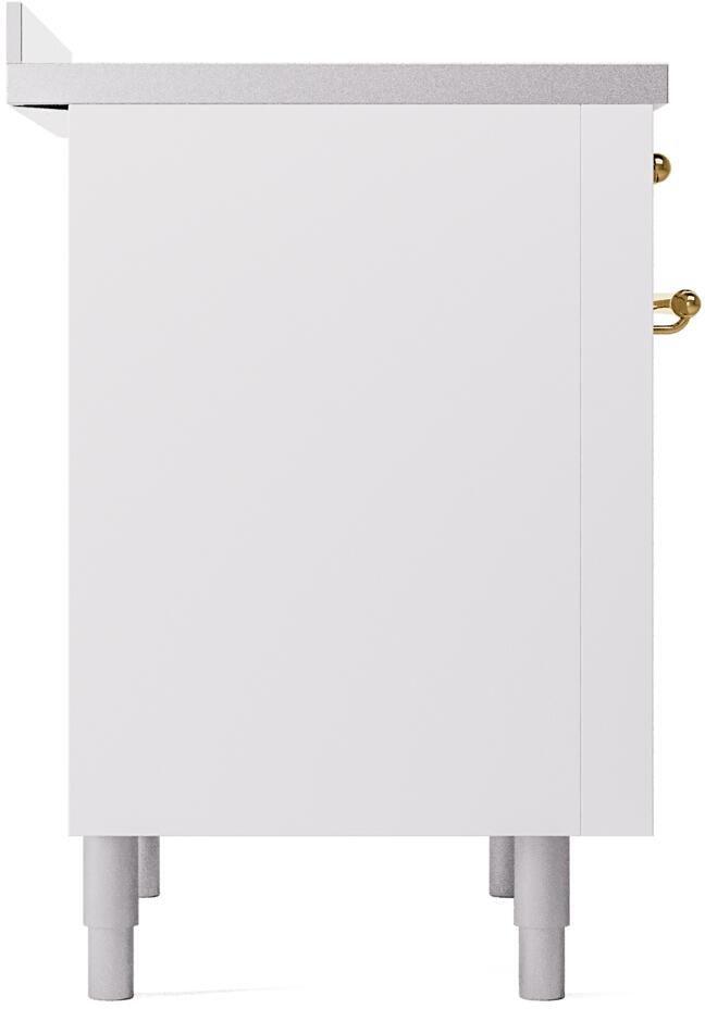 ILVE Nostalgie II 36-Inch Freestanding Electric Induction Range in White with Brass Trim (UPI366NMPWHG)