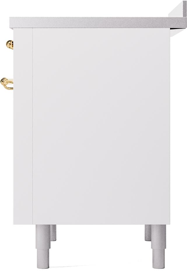 ILVE Nostalgie II 36-Inch Freestanding Electric Induction Range in White with Brass Trim (UPI366NMPWHG)