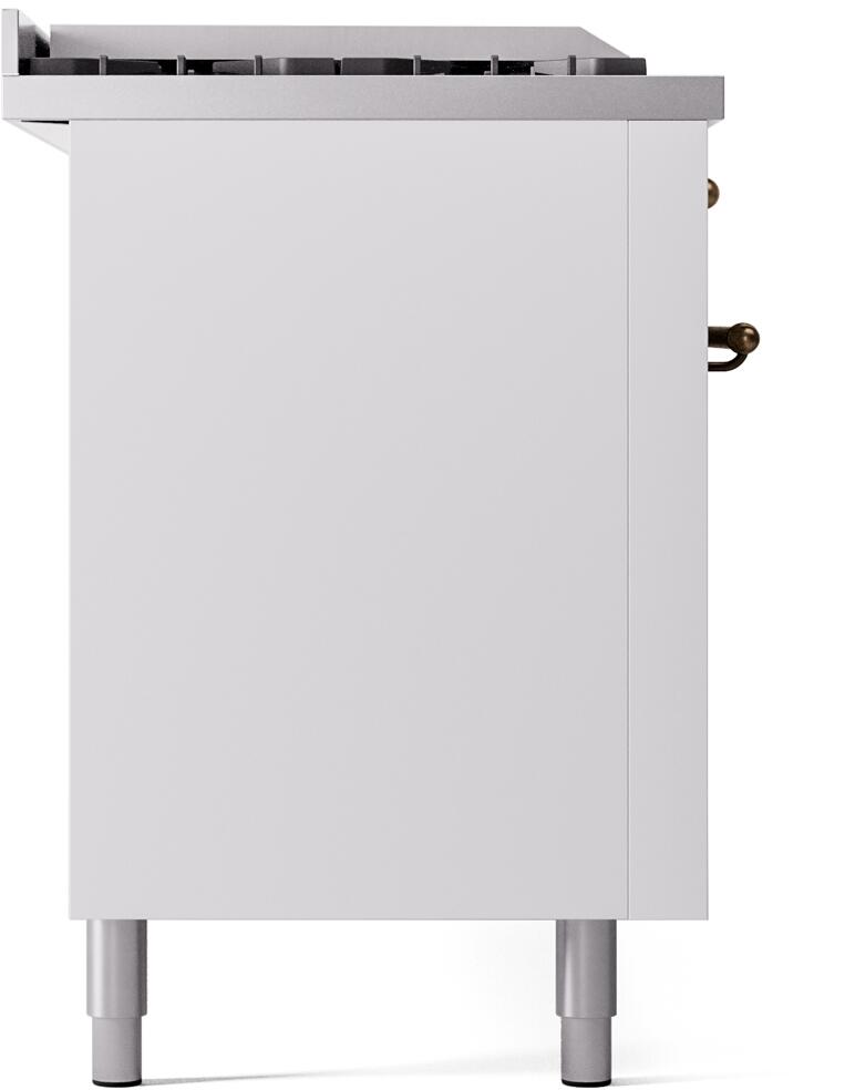 ILVE Nostalgie II 60-Inch Dual Fuel Freestanding Range in White with Bronze Trim (UP60FSNMPWHB)