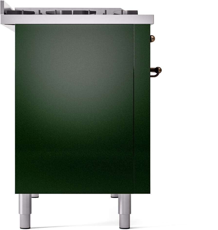 ILVE Nostalgie II 48-Inch Dual Fuel Freestanding Range in Emerald Green with Bronze Trim (UP48FNMPEGB)