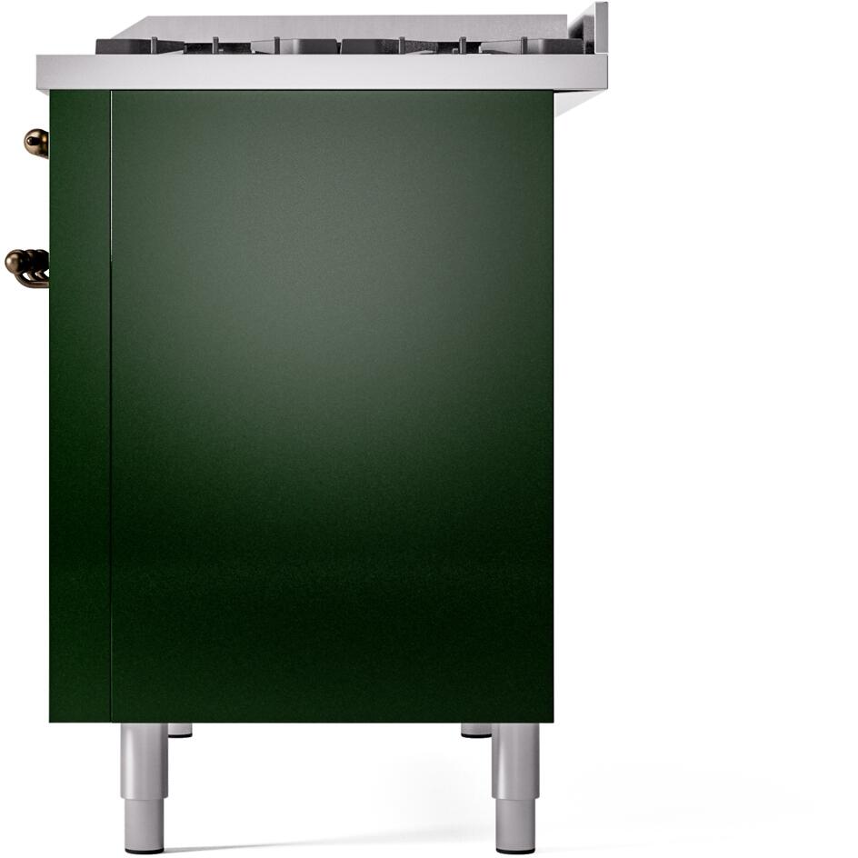 ILVE Nostalgie II 48-Inch Dual Fuel Freestanding Range in Emerald Green with Bronze Trim (UP48FNMPEGB)