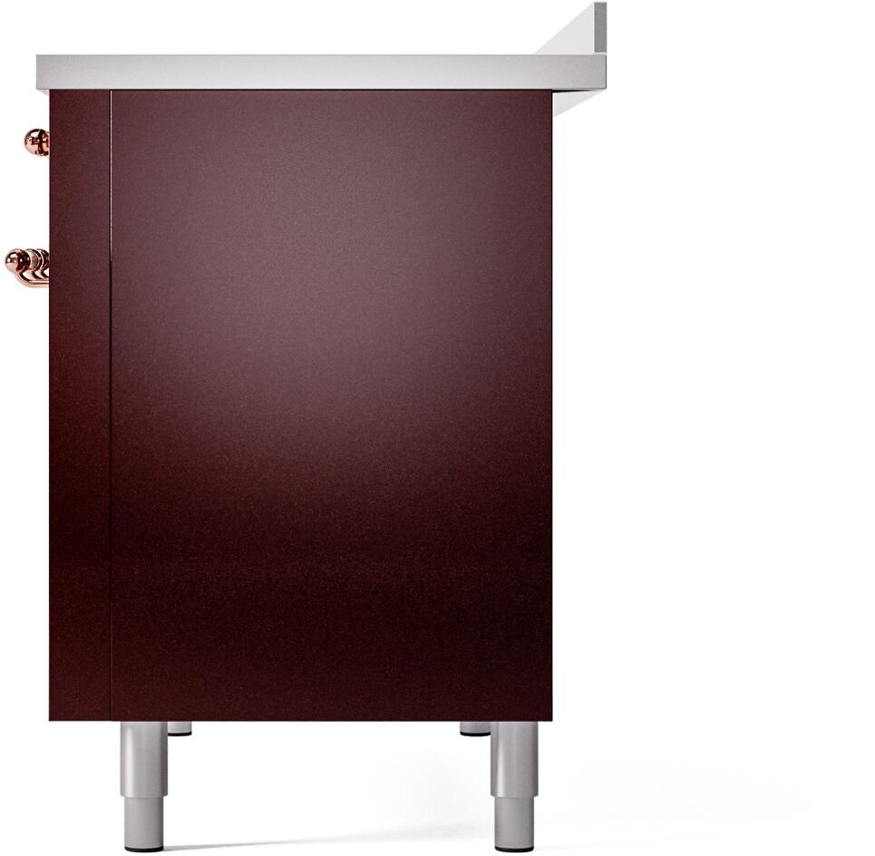 ILVE Nostalgie II 48-Inch Freestanding Electric Induction Range in Burgundy with Copper Trim (UPI486NMPBUP)