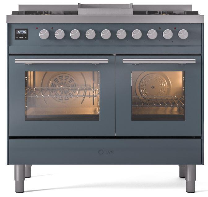 ILVE Professional Plus II 40-Inch Freestanding Dual Fuel Range with 6 Sealed Burner in Blue Grey (UPD40FWMPBG)