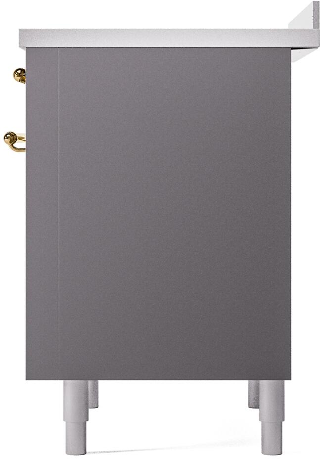 ILVE Nostalgie II 36-Inch Freestanding Electric Induction Range in Matte Graphite with Brass Trim (UPI366NMPMGG)