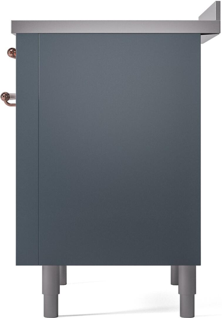 ILVE Nostalgie II 36-Inch Freestanding Electric Induction Range in Blue Grey with Copper Trim (UPI366NMPBGP)