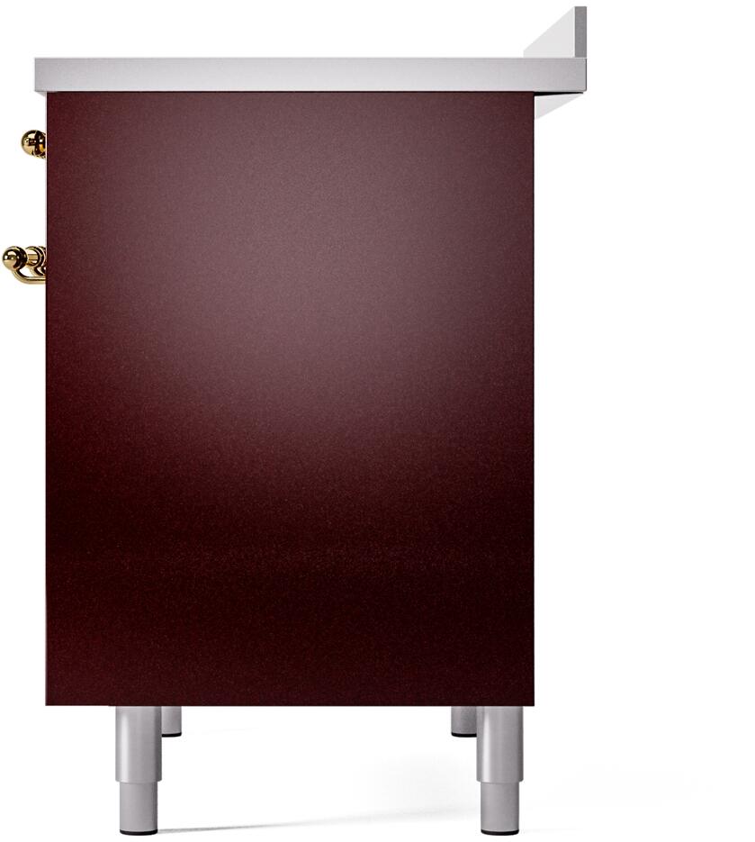 ILVE Nostalgie II 40-Inch Freestanding Electric Induction Range in Burgundy with Brass Trim (UPDI406NMPBUG)