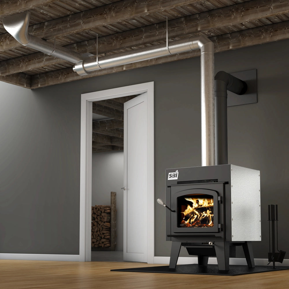 Drolet Austral III Wood Stove W/ HeatFlow S5 Forced Air System (DB03033K)