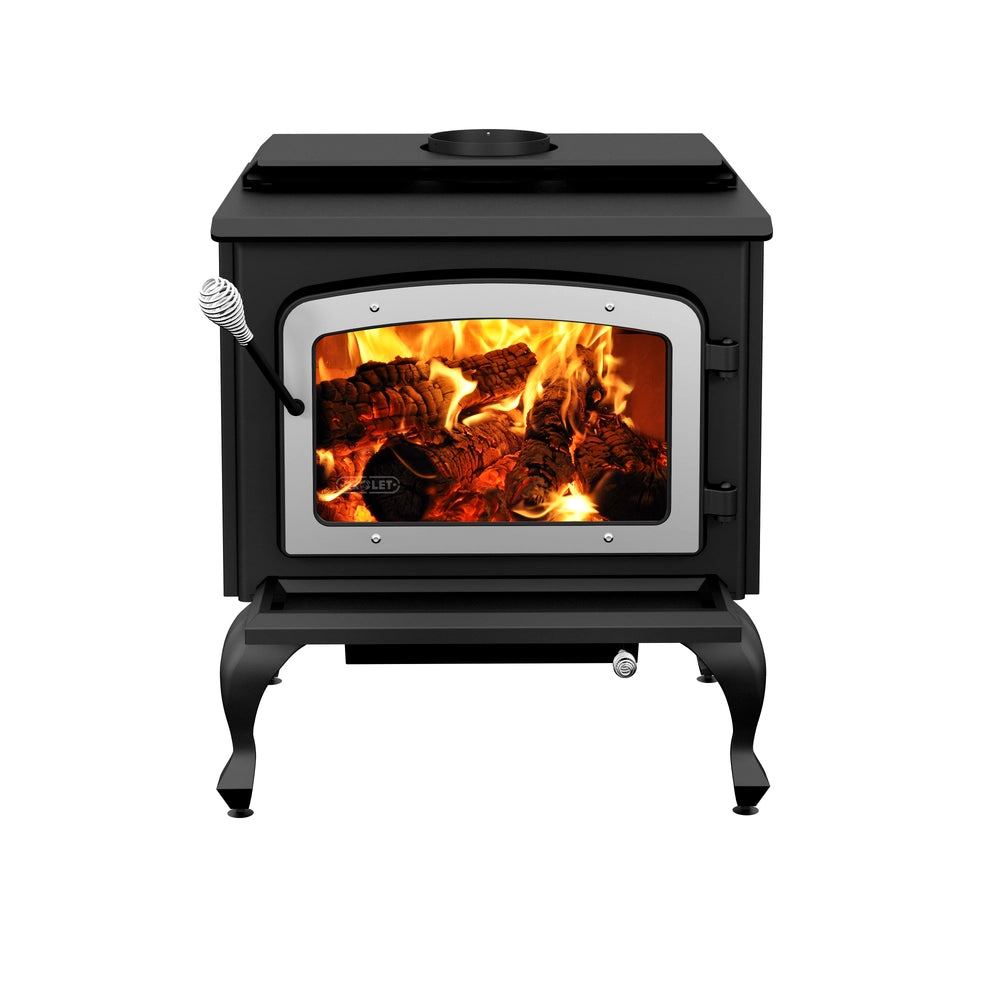 Drolet Escape 1800 Wood Stove On Legs w/ Brushed Nickel Door (DB03112)