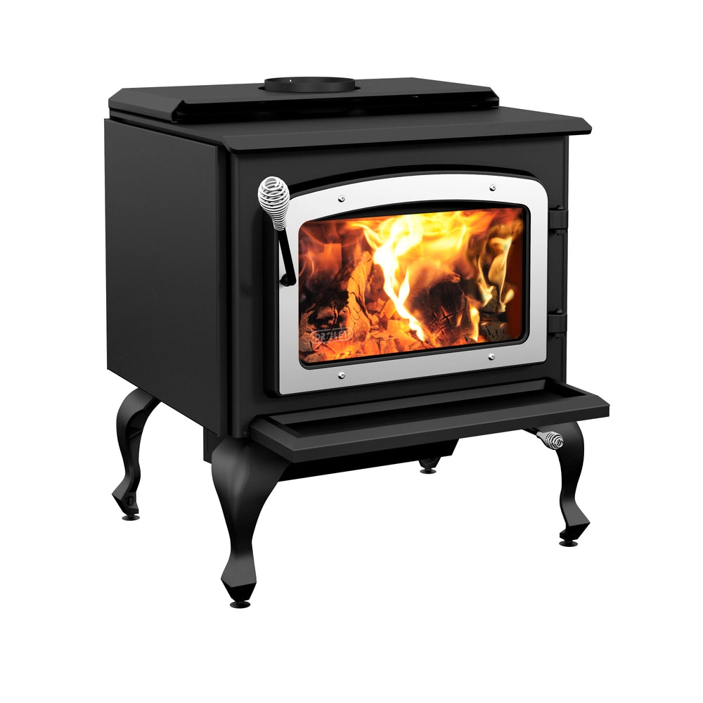 Drolet Escape 1800 Wood Stove On Legs w/ Brushed Nickel Door (DB03112)