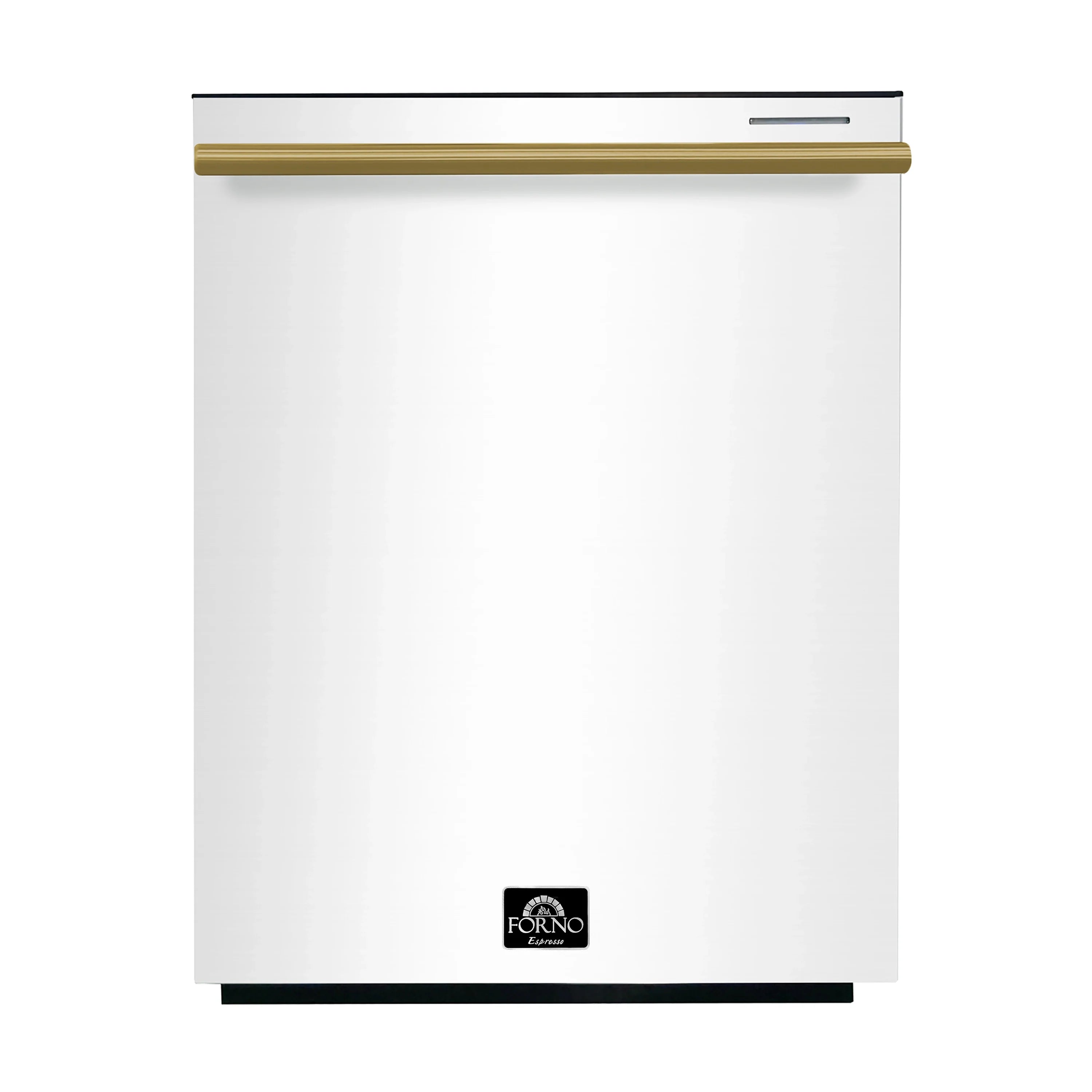 Forno Espresso Pozzo 24-Inch Built-In Tall Tub Top Control Dishwasher, 49 dBA, in White with Antique Brass Handle (FDWBI8067-24WHT)