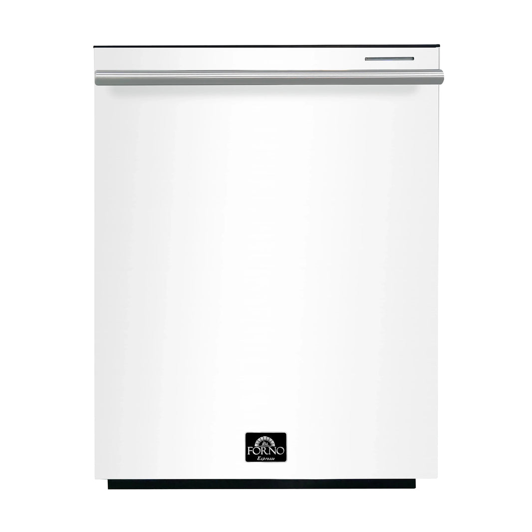 Forno Espresso Pozzo 24-Inch Built-In Tall Tub Top Control Dishwasher, 49 dBA, in White with Stainless Steel Handle (FDWBI8067-24WHT)