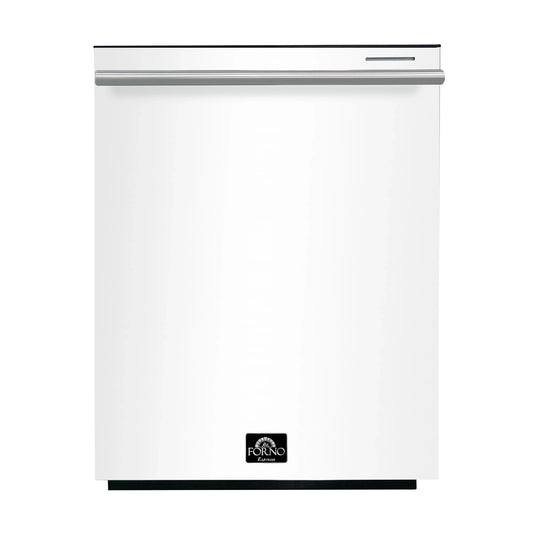 Forno Espresso Pozzo 24-Inch Built-In Tall Tub Top Control Dishwasher, 49 dBA, in White with Stainless Steel Handle (FDWBI8067-24WHT)