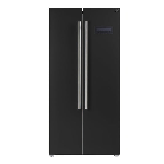 Forno Salerno Espresso 33-inch Side-by-Side 15.6 Cu.Ft. Refrigerator in Black with Stainless Steel Handle (FFRBI1805-33BLK)