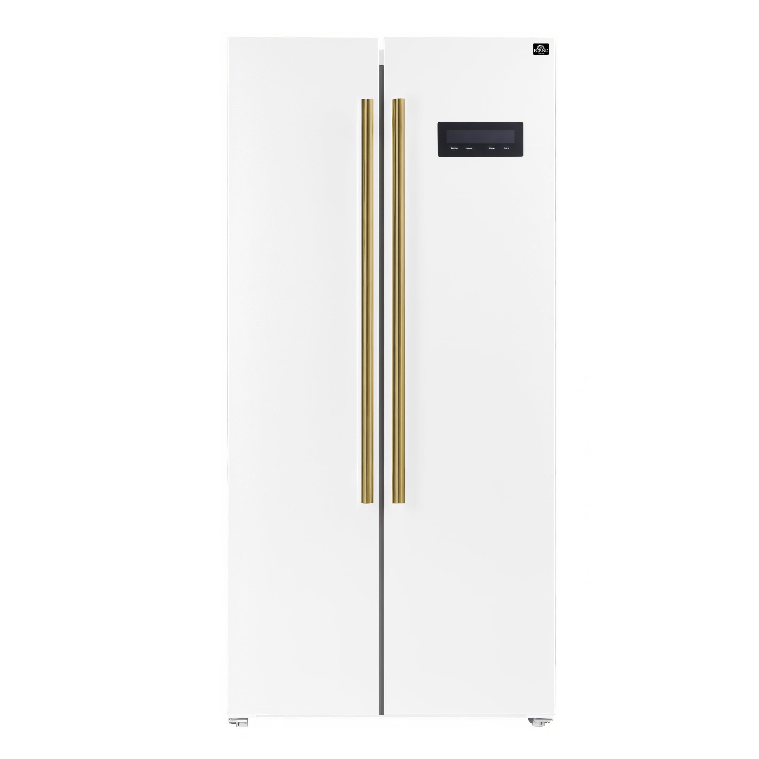 Forno Salerno Espresso 33-inch Side-by-Side 15.6 Cu.Ft. Refrigerator in White with Brass Handle (FFRBI1805-33BWHT)