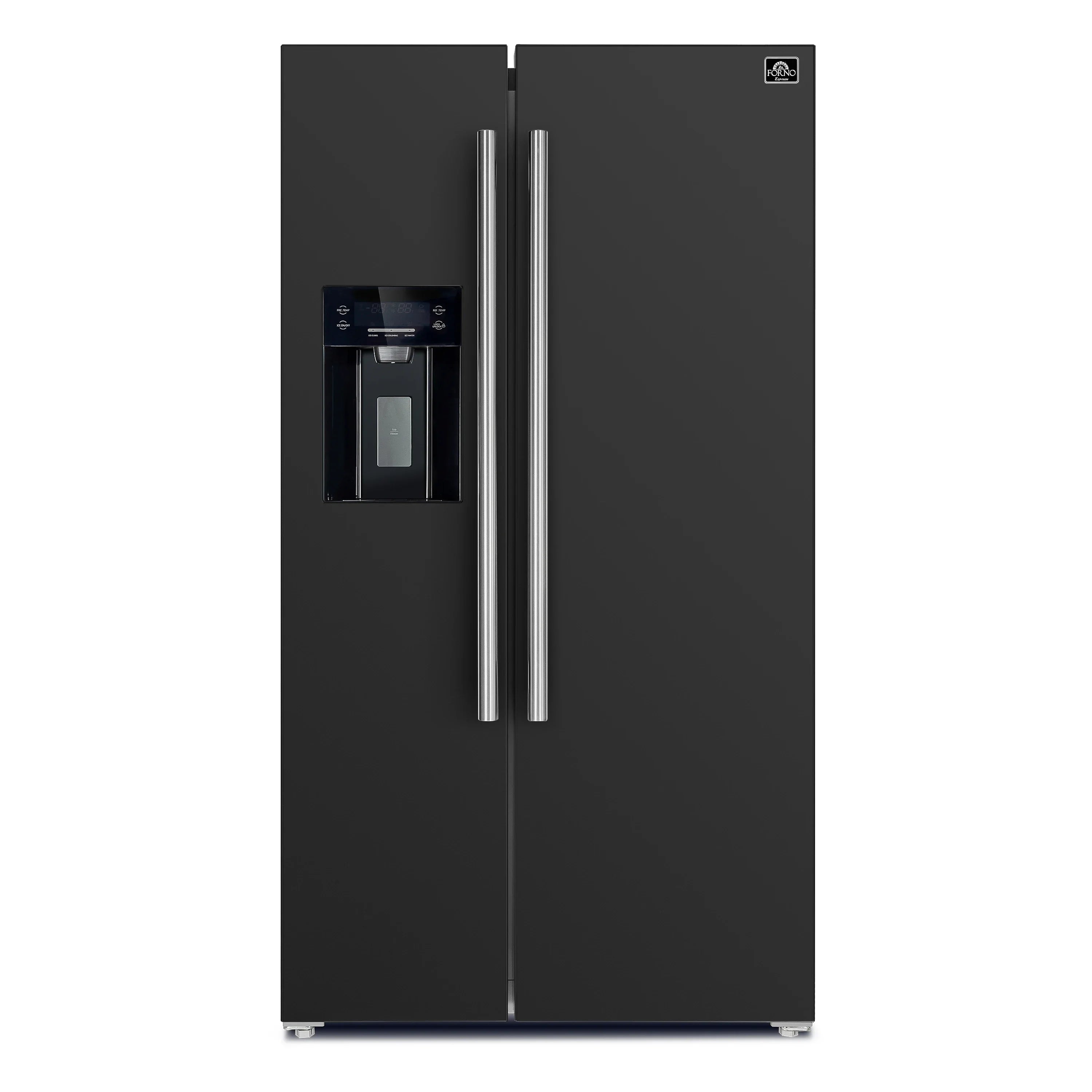 Forno Espresso Salerno 36-inch 20 cu.ft Side-by-Side Refrigerator with Water Dispenser in Black with Stainless Steel Handle (FFRBI1844-36BLK)