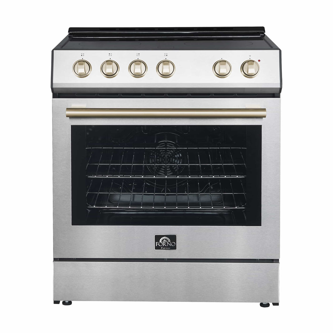 Forno Leonardo Espresso 30-Inch Electric Range with 5.0 cu. Ft. Electric Oven in Stainless Steel (FFSEL6012-30)