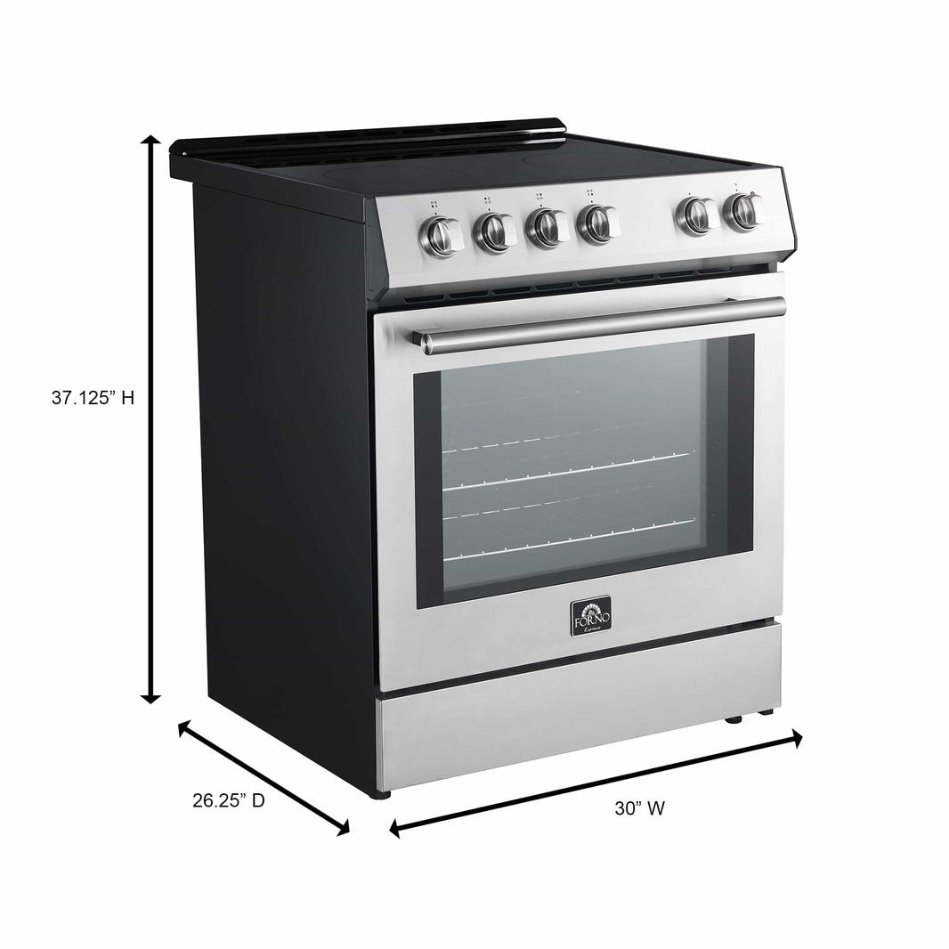 Forno Leonardo Espresso 30-Inch Electric Range with 5.0 cu. Ft. Electric Oven in Stainless Steel with Brass Trim (FFSEL6012-30)