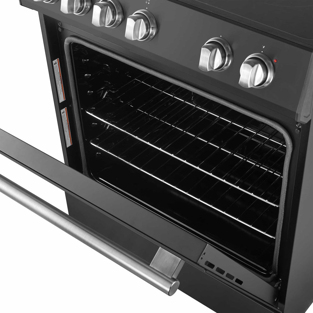 Forno Leonardo Espresso 30-Inch Electric Range with 5.0 cu. Ft. Electric Oven in Black with Stainless Steel Trim (FFSEL6012-30BLK)