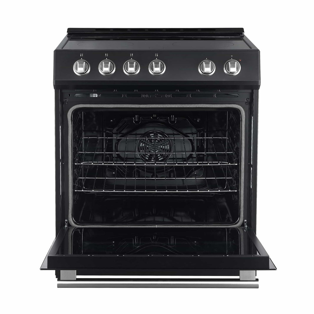 Forno Leonardo Espresso 30-Inch Electric Range with 5.0 cu. Ft. Electric Oven in Black with Brass Trim (FFSEL6012-30BLK)