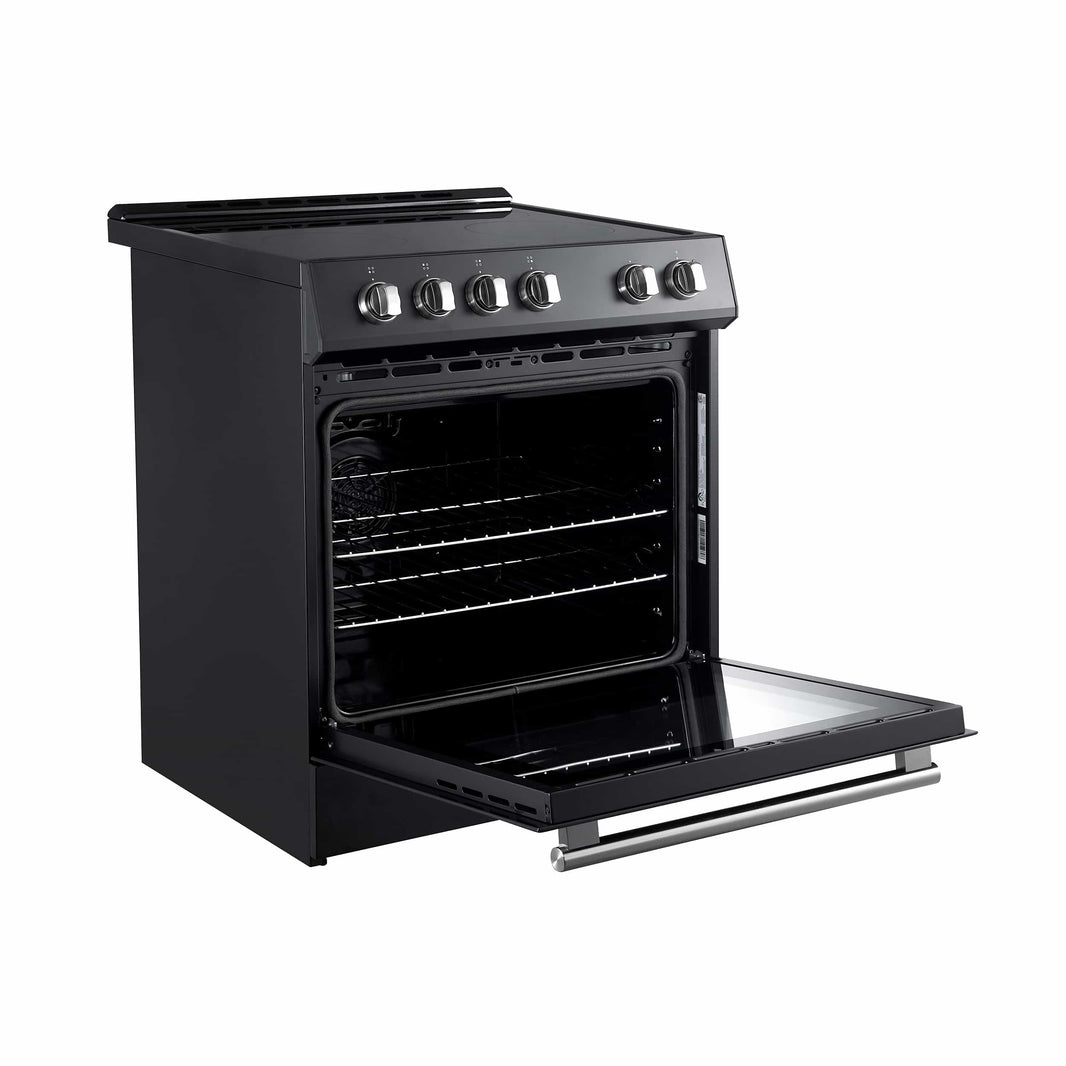 Forno Leonardo Espresso 30-Inch Electric Range with 5.0 cu. Ft. Electric Oven in Black with Brass Trim (FFSEL6012-30BLK)