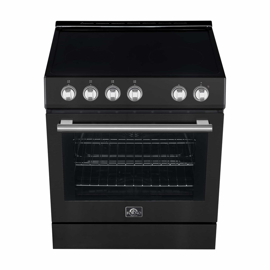 Forno Leonardo Espresso 30-Inch Electric Range with 5.0 cu. Ft. Electric Oven in Black with Stainless Steel Trim (FFSEL6012-30BLK)