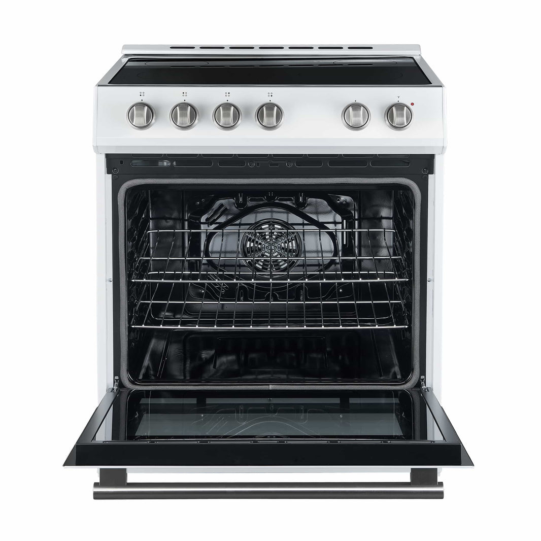 Forno Leonardo Espresso 30-Inch Electric Range with 5.0 cu. Ft. Electric Oven in White in Brass Trim (FFSEL6012-30WHT)