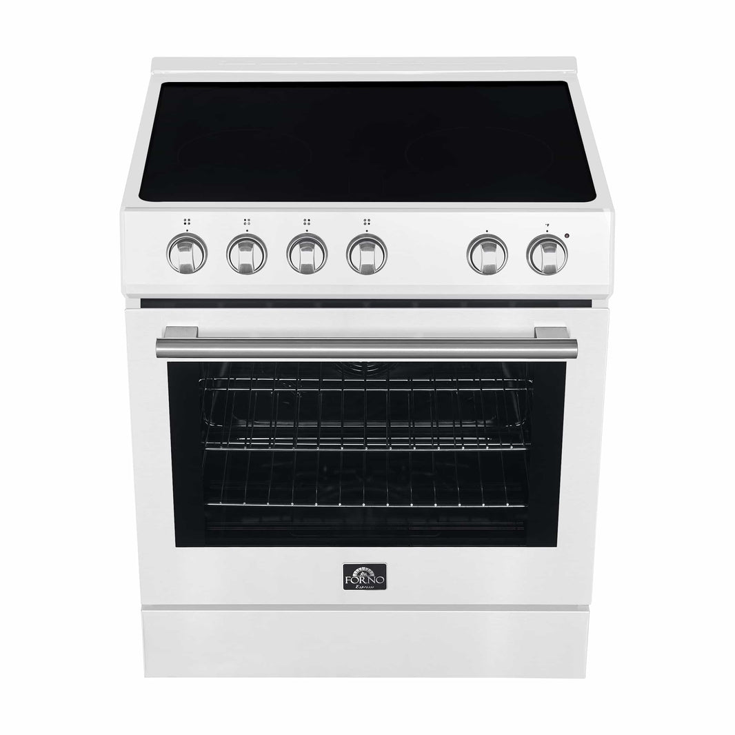 Forno Leonardo Espresso 30-Inch Electric Range with 5.0 cu. Ft. Electric Oven in White in Stainless Steel Trim (FFSEL6012-30WHT)