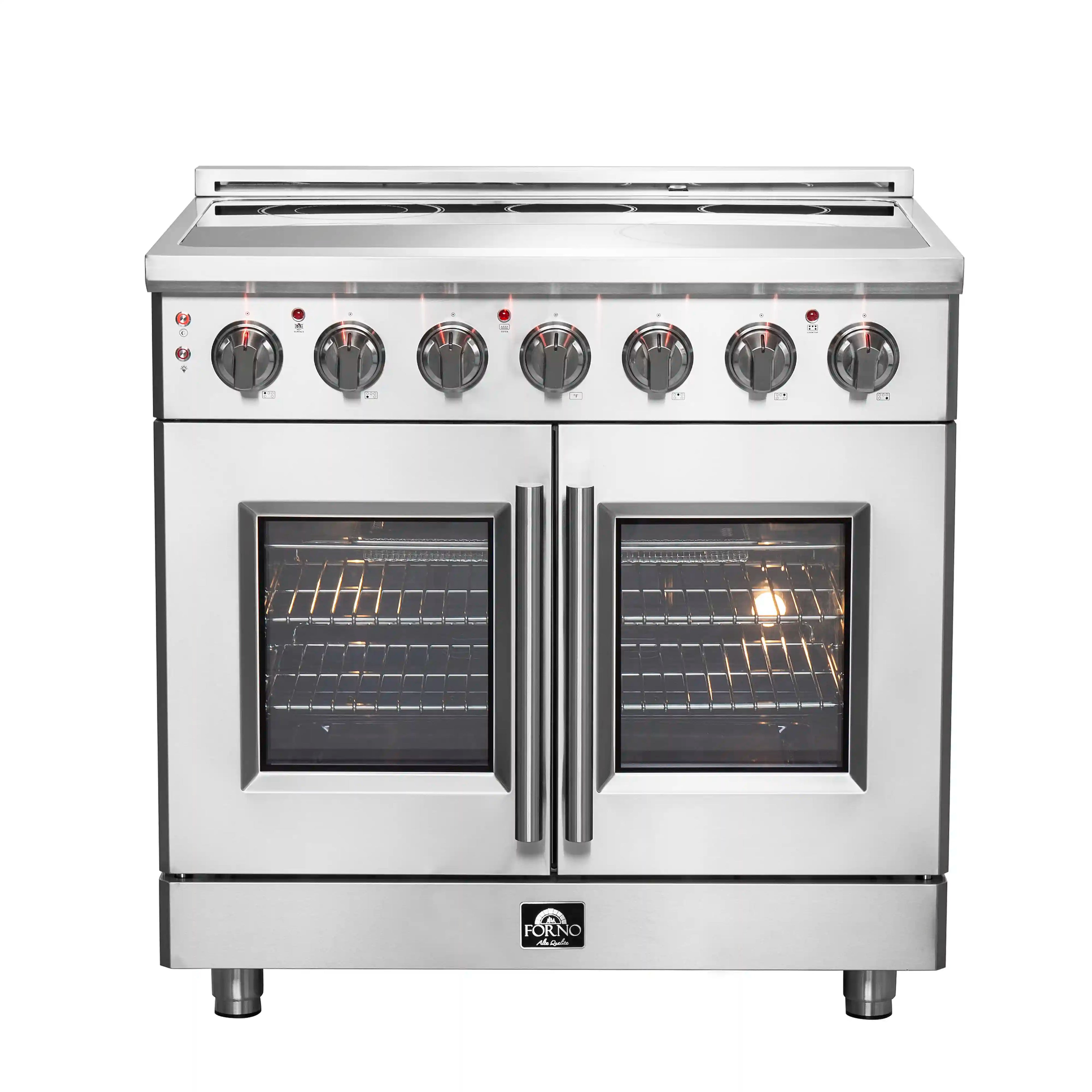 Forno Massimo 36-Inch Freestanding French Door Electric Range in Stainless Steel (FFSEL6955-36)