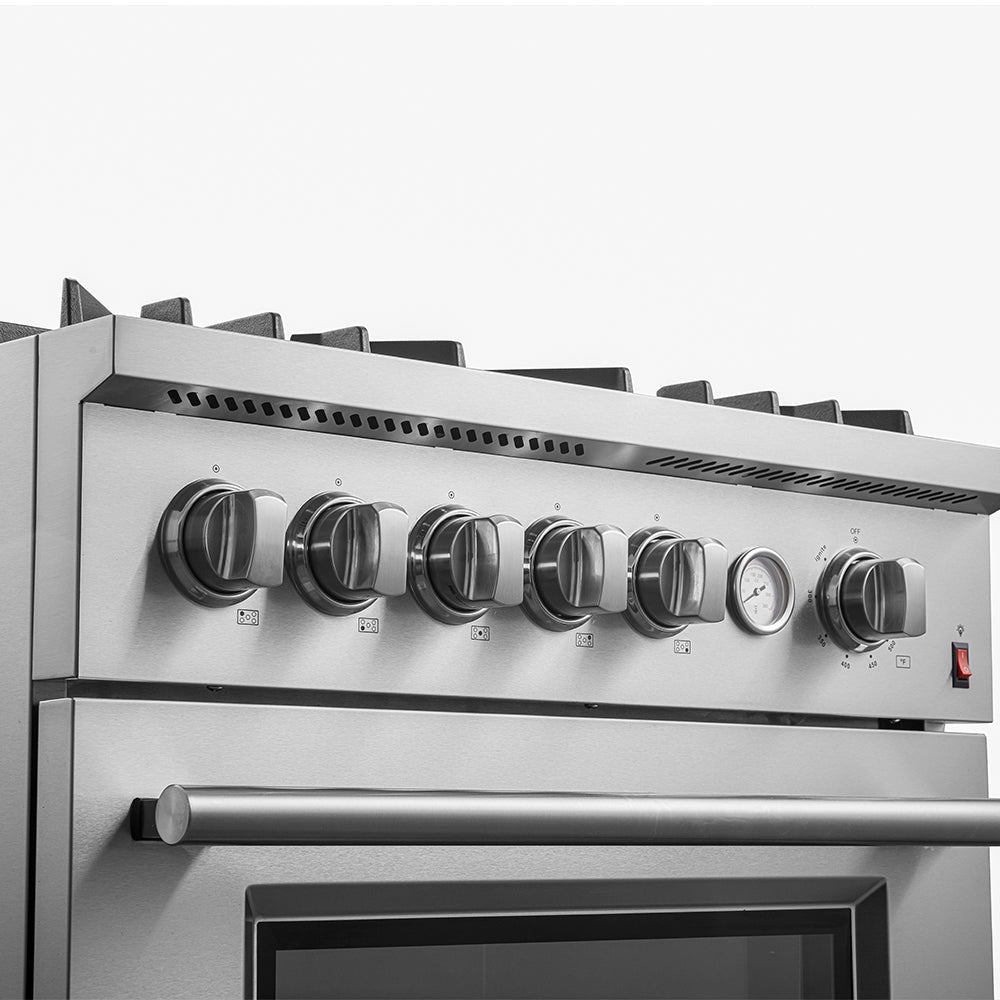 Forno Giovanni 30-inch Gas Range with 5 Gas Burners, 4.32 cu.ft. Convection Gas Oven with Temperature Gauge in Stainless Steel (FFSGS6274-30)