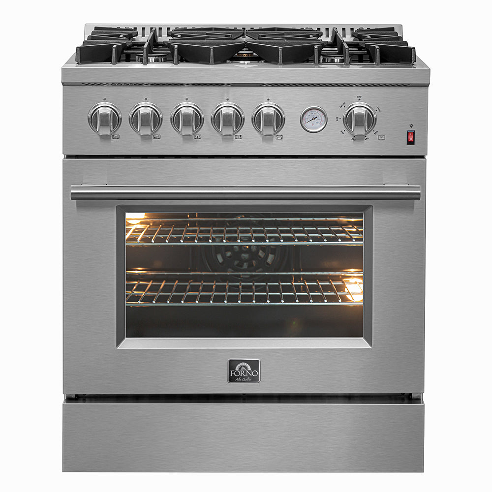 Forno Giovanni 30-inch Gas Range with 5 Gas Burners, 4.32 cu.ft. Convection Gas Oven with Temperature Gauge in Stainless Steel (FFSGS6274-30)