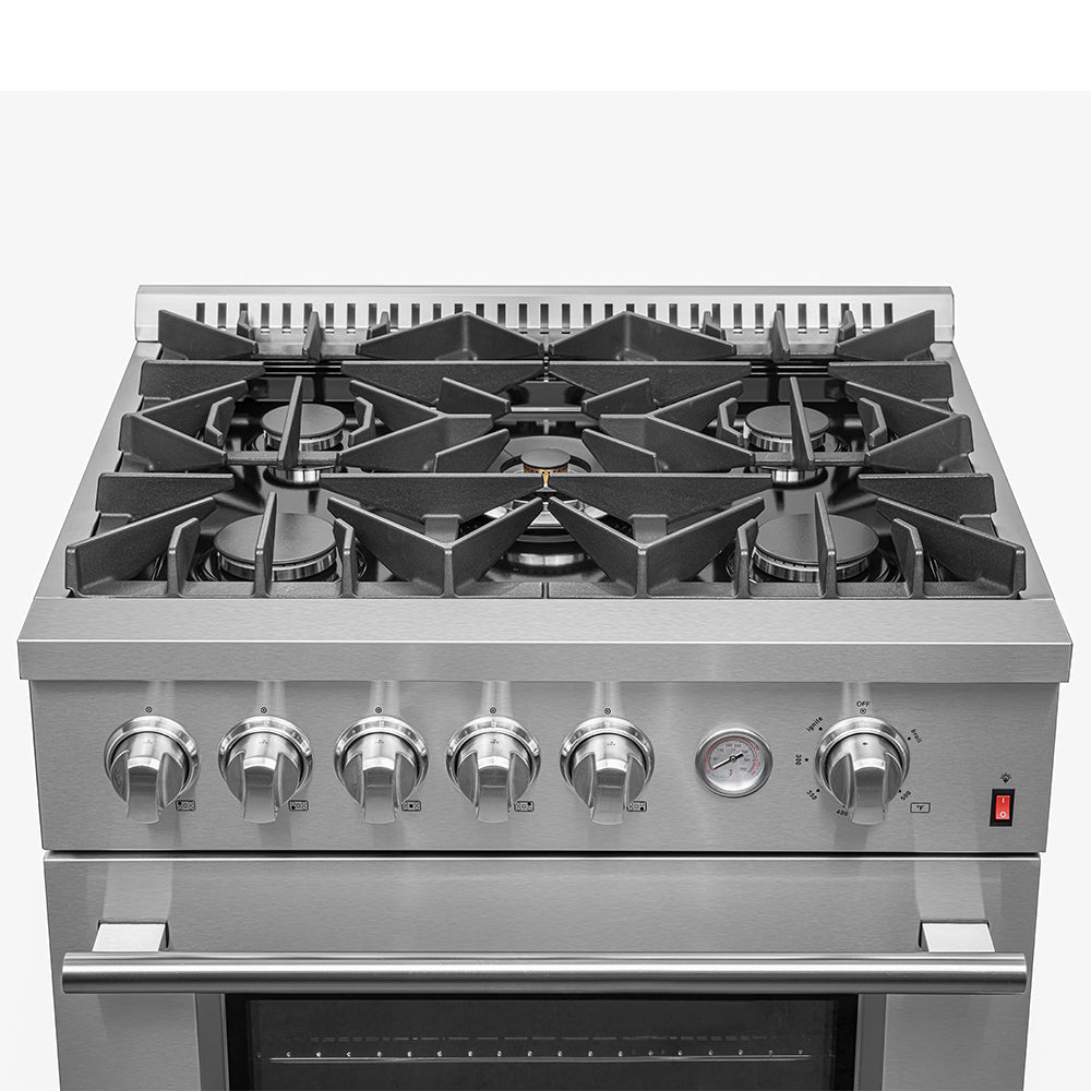 Forno Giovanni 30-inch Gas Range with 5 Gas Burners, 4.32 cu.ft. Convection Gas Oven with Temperature Gauge in Stainless Steel (FFSGS6274-30)