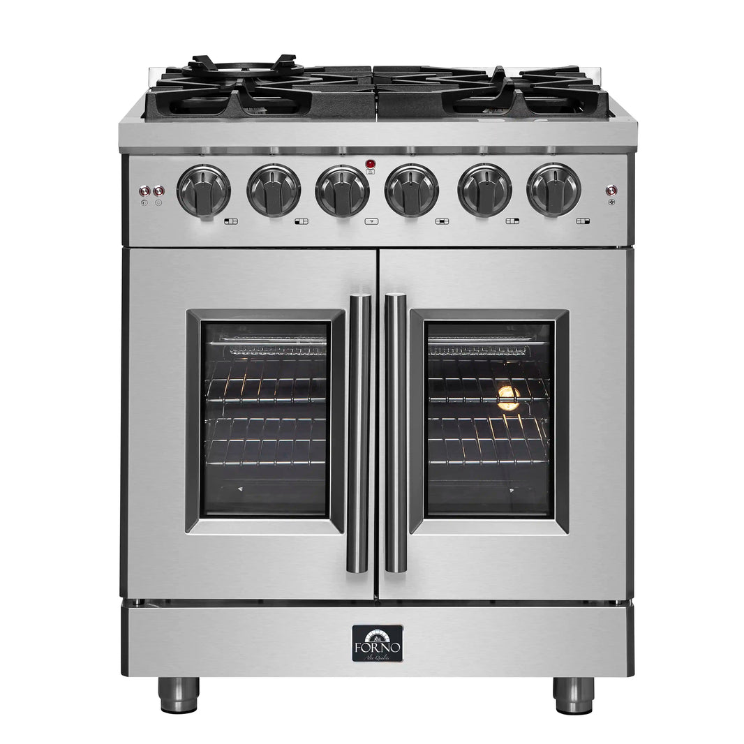 Forno Massimo 30-Inch French Door Gas Range in Stainless Steel (FFSGS6439-30)