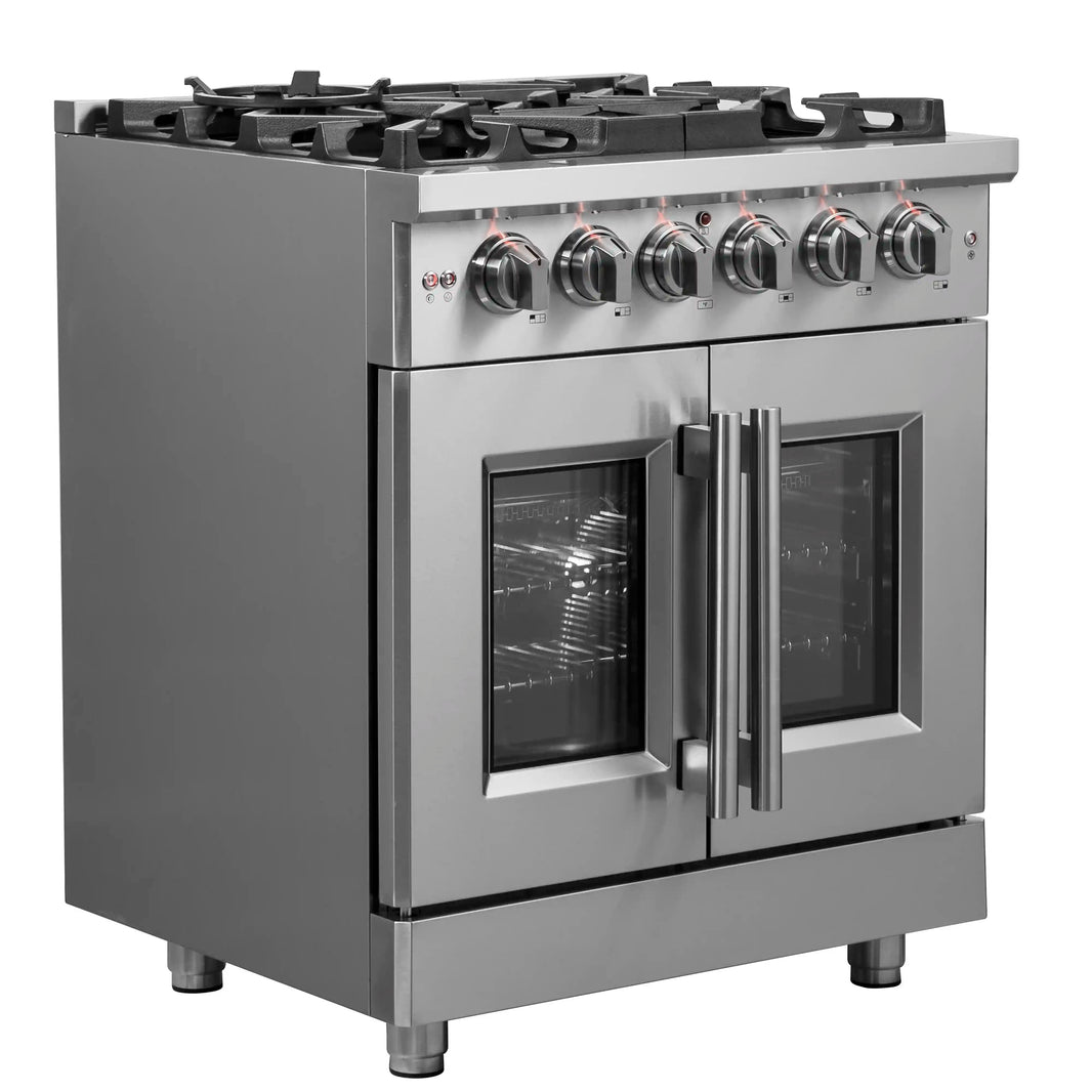 Forno Massimo 30-Inch French Door Gas Range in Stainless Steel (FFSGS6439-30)