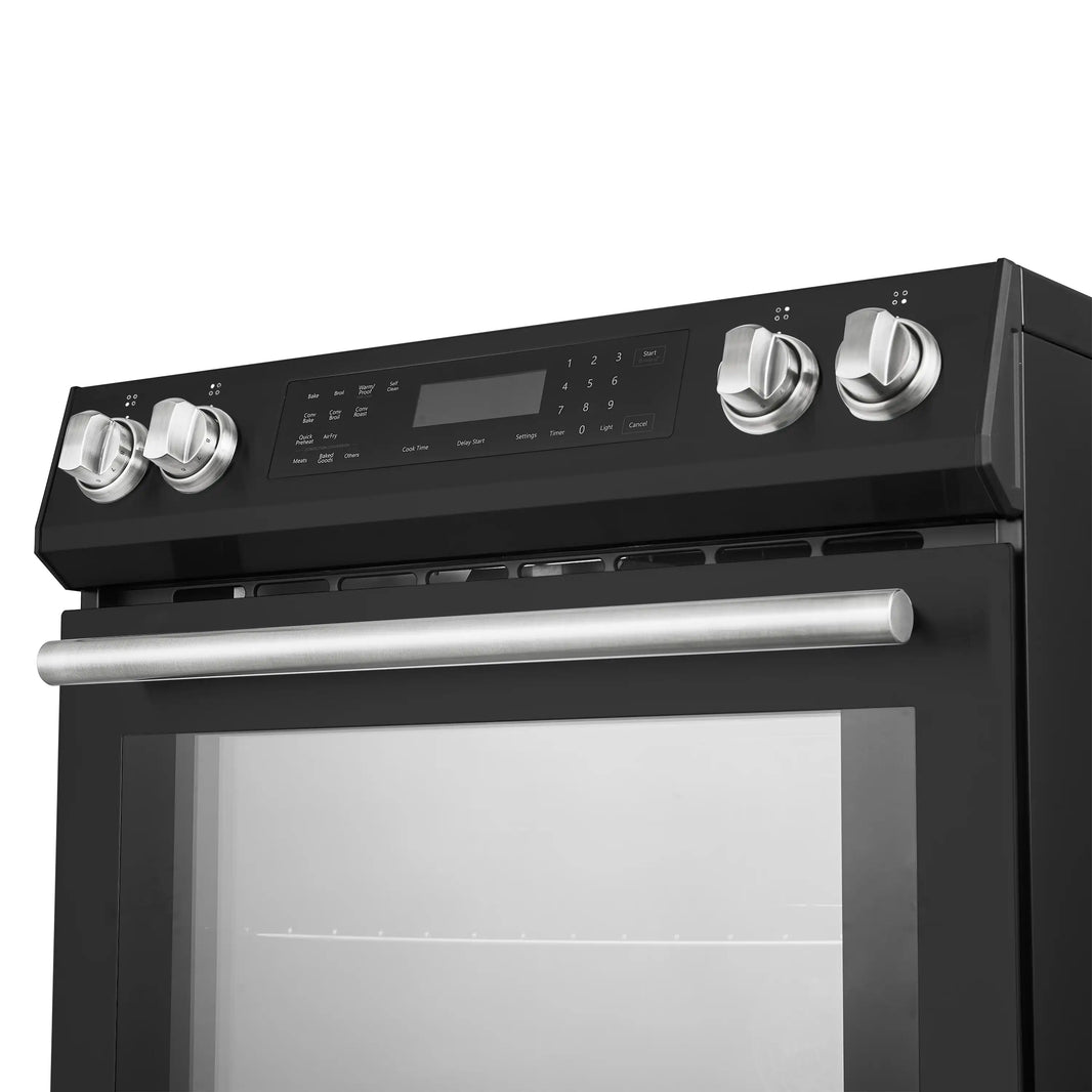 Forno Espresso Donatello 30-Inch Slide-In Induction Range in Black with Antique Brass Handle (FFSIN0905-30BLK)