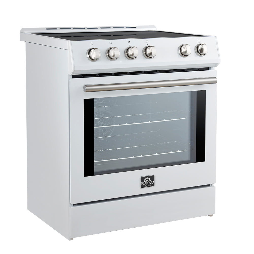 Forno Leonardo Espresso 30-Inch Slide-In White Induction Range with Stainless Steel Trim (FFSIN0982-30WHT)