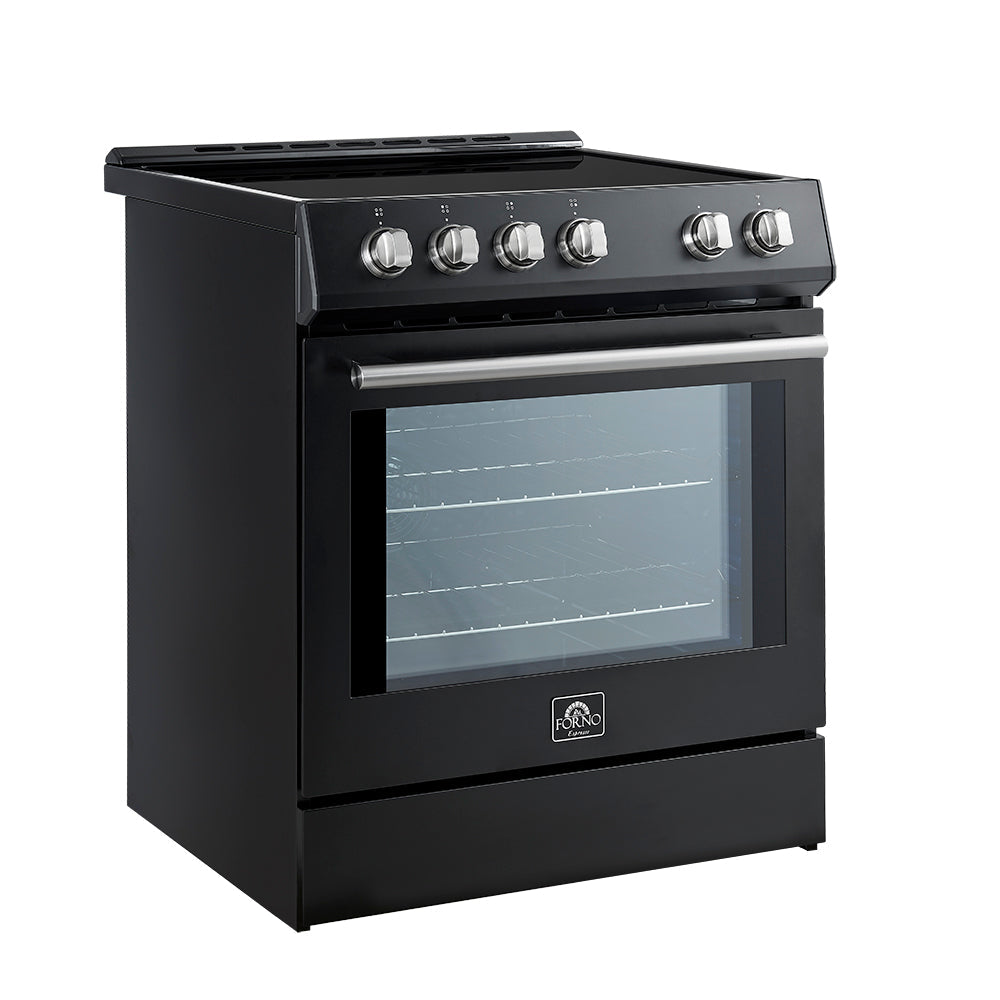 Forno Leonardo Espresso 30-Inch Slide-In Black Induction Range with Stainless Steel Trim (FFSIN0982-30BLK)