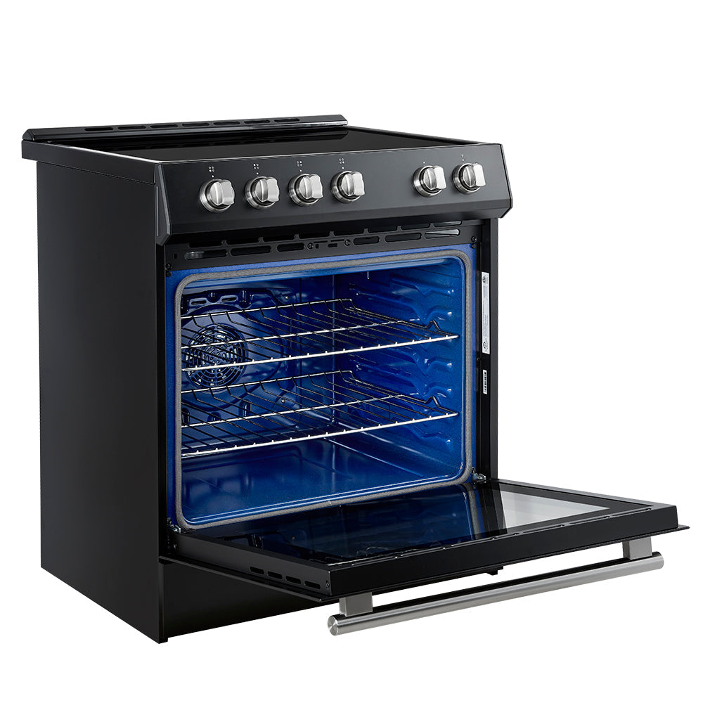 Forno Leonardo Espresso 30-Inch Slide-In Black Induction Range with Stainless Steel Trim (FFSIN0982-30BLK)