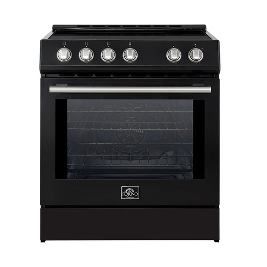 Forno Leonardo Espresso 30-Inch Slide-In Black Induction Range with Stainless Steel Trim (FFSIN0982-30BLK)