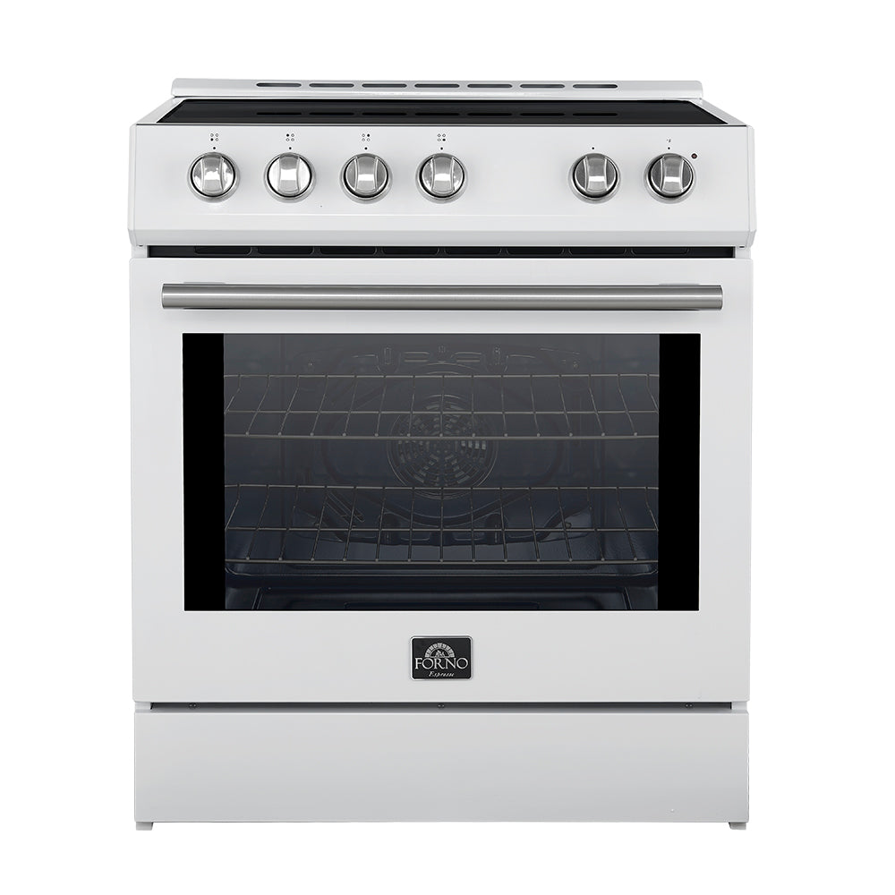 Forno Leonardo Espresso 30-Inch Slide-In White Induction Range with Stainless Steel Trim (FFSIN0982-30WHT)