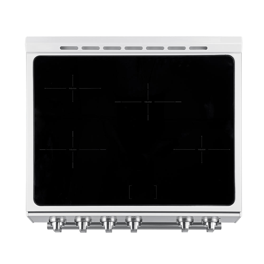 Forno Leonardo Espresso 30-Inch Slide-In White Induction Range with Stainless Steel Trim (FFSIN0982-30WHT)