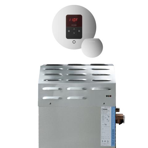 Mr.Steam Super iTempo 10kW Steam Shower Generator Package with iTempo Control in Round, Polished Chrome