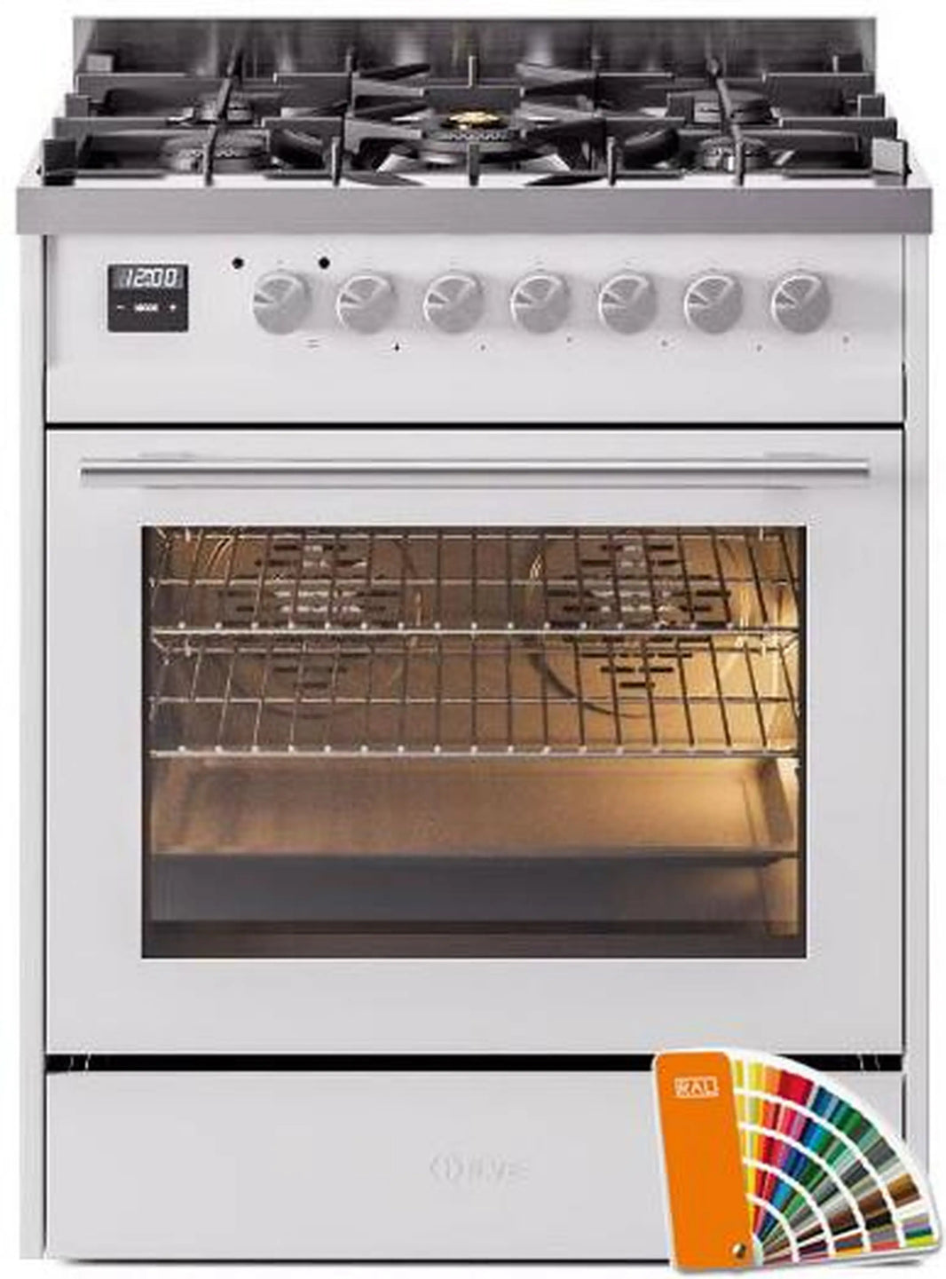 ILVE Professional Plus II 30-Inch Freestanding Dual Fuel Range with 5 Sealed Burner in RAL Custom (UP30WMPRA)