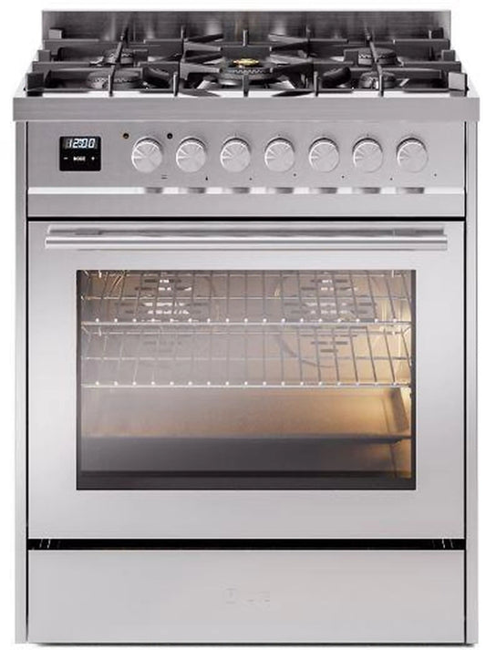 ILVE Professional Plus II 30-Inch Freestanding Dual Fuel Range with 5 Sealed Burner in Stainless Steel (UP30WMPSS)