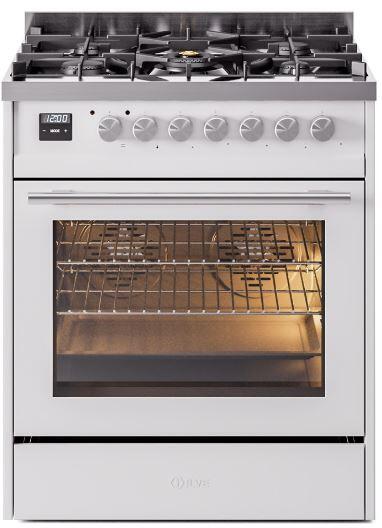 ILVE Professional Plus II 30-Inch Freestanding Dual Fuel Range with 5 Sealed Burner in White (UP30WMPWH)