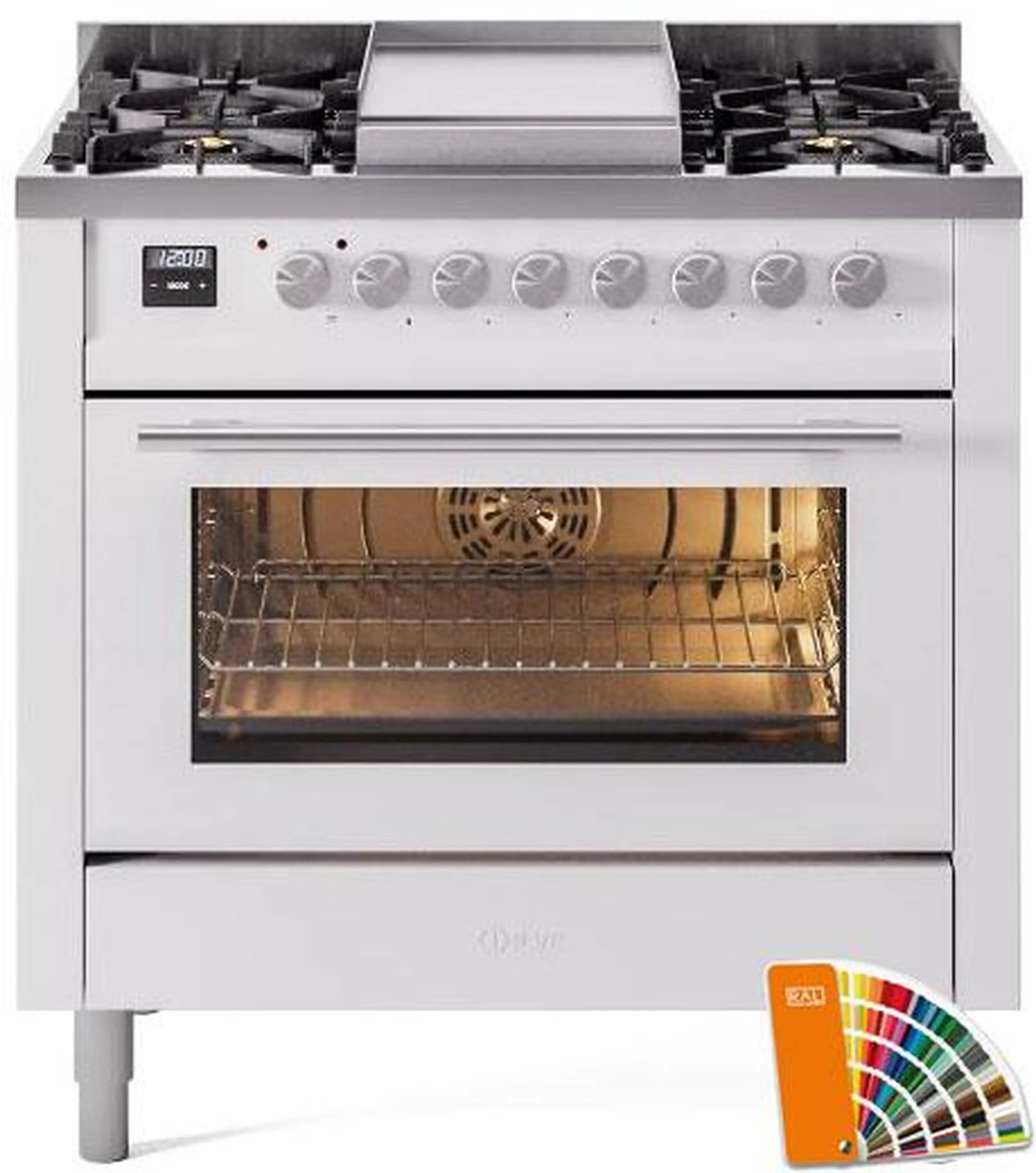 ILVE Professional Plus II 36-Inch Freestanding Dual Fuel Range with 6 Sealed Burner in Custom RAL (UP36FWMPRA)