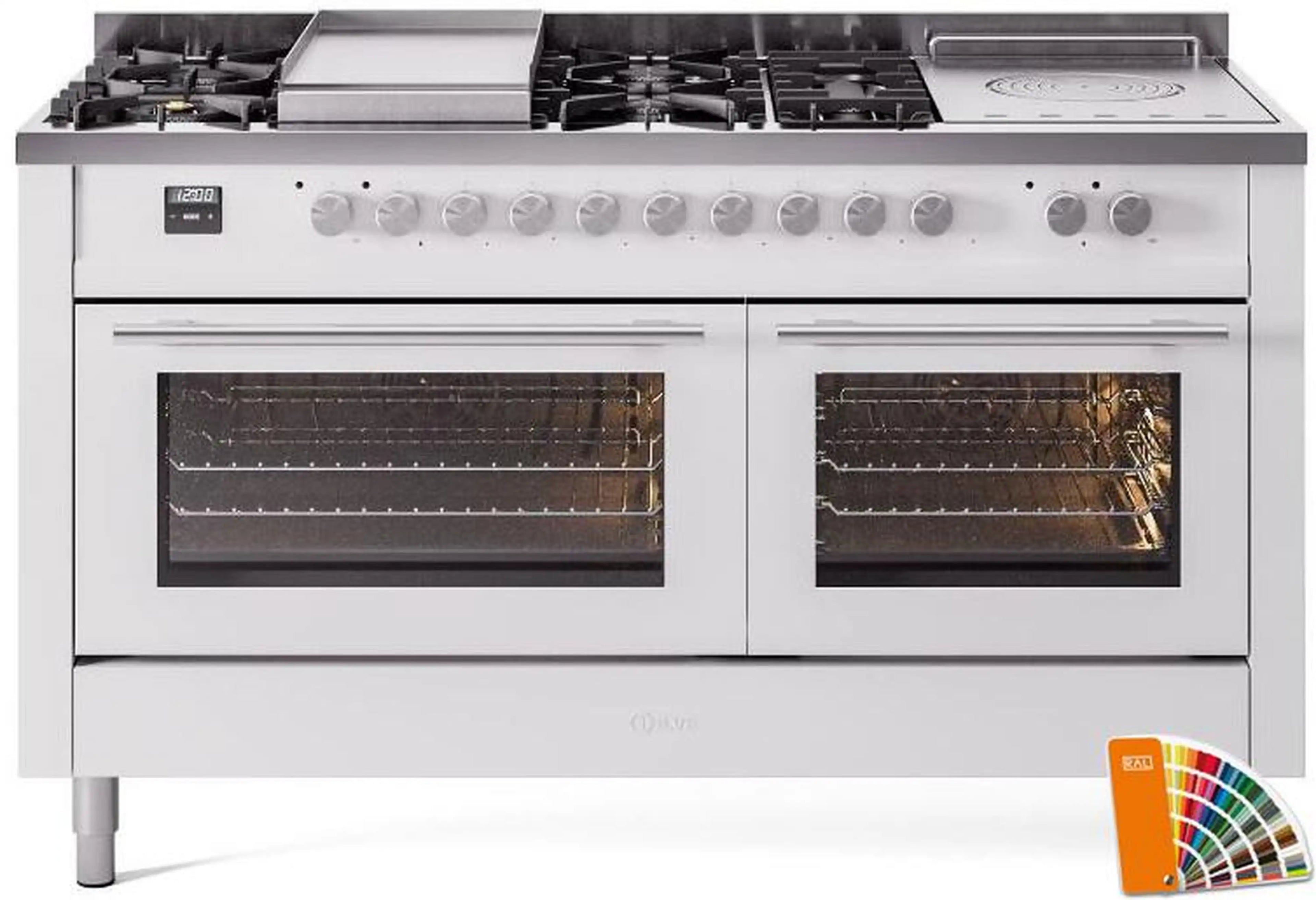 ILVE 60-Inch Professional Plus II Freestanding Dual Fuel Range with 7 Gas Burner in Custom RAL (UP60FSWMPRA)