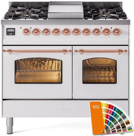 ILVE Nostalgie II 40-Inch Dual Fuel Freestanding Range in Custom RAL with Copper Trim (UPD40FNMPRAP)